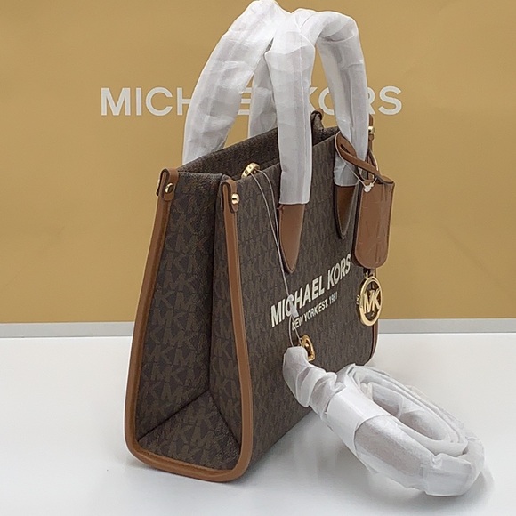 Michael Kors Mirella Small Logo Crossbody Bag Brown Signature color - Picture 6 of 13